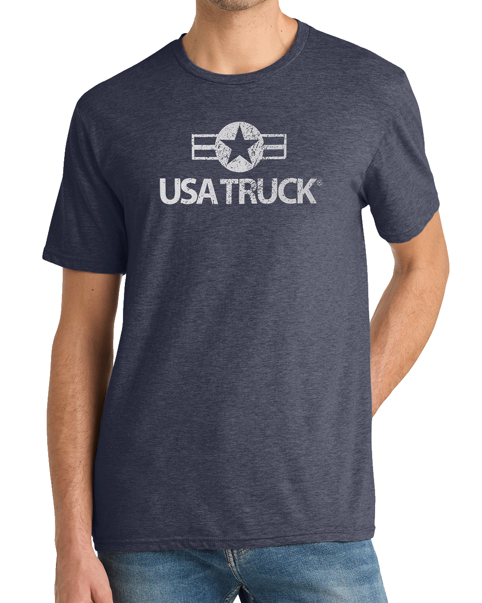 Distressed Logo T-Shirt (Heathered Navy)